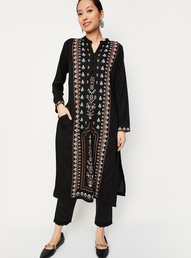 Women Jacquard Winter Kurta