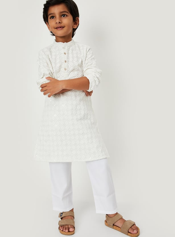 Boys Embroidered Straight Kurta