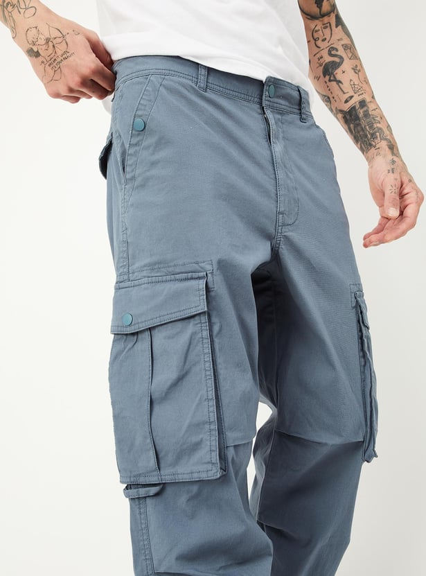 Men Relaxed Fit Parachute Cargo Pants